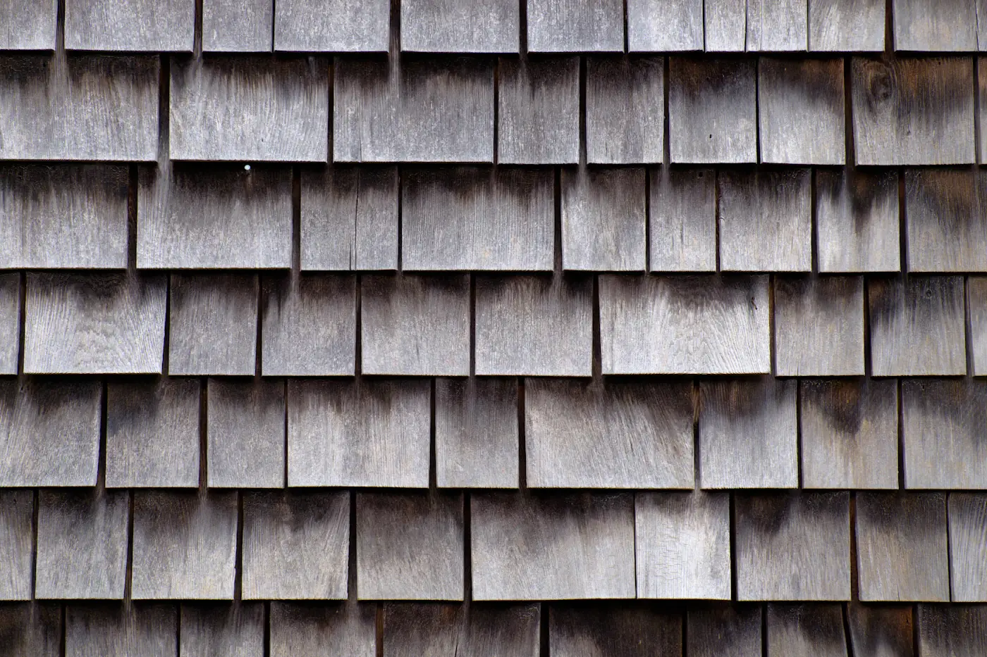 Close-up detail of cedar shingle roof texture